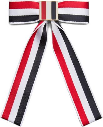 Thom Browne Fermaglio a righe - Bianco