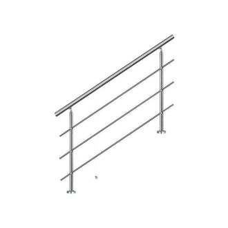 No Brand Bc-elec - Ahm1203 Pasamanos De Escalera 120cm, Balc&oacute;n, Balaustrada, Barandilla De Acero Inoxidable Con 3 Barras Transversales, Instalaci&oacute;n Plana O Inc