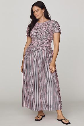 Maeve Margie Smocked Stripe Midi Dress