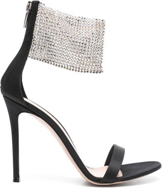 Gianvito Rossi Crystal-Embellished Sandals - Womens - Satin/Fabric/Calf LeatherRubber
