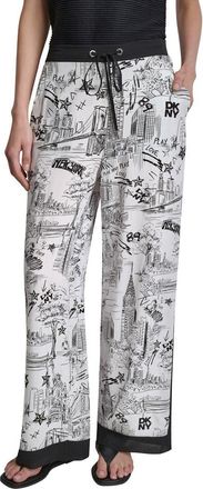 DKNY New York Print Wide Leg Pants in New York Toile White at Nordstrom, Size Xx-Small