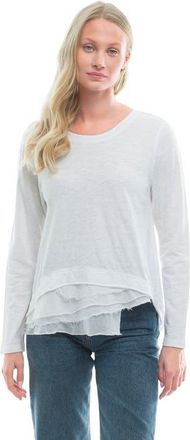 Wilt Boxy Mixed Fabric Hem T-Shirt in White at Nordstrom, Size X-Large