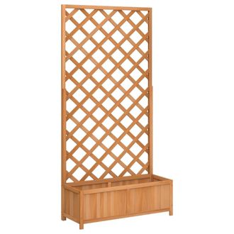 vidaXL Vidaxl - Jardinera Con Enrejado De Madera Maciza De Abeto Marr&oacute;n