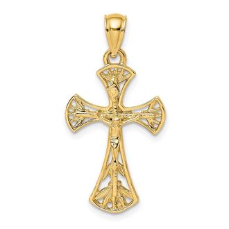 Diamond2Deal 14k Yellow Gold Fancy Crucifix Charm Pendant