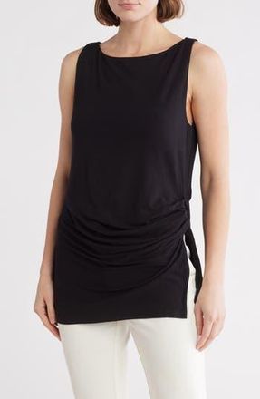 Patrizia Luca Side Ruched Sleeveless Top in Black at Nordstrom Rack, Size X-Small