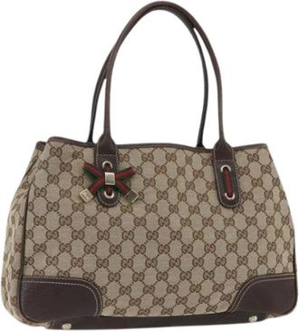 Gucci Pre-owned Handbags, female, Beige, Size: ONE SIZE Pre-owned Canvas Handbag