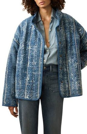 Faherty Indigo Patchwork Print Organic Cotton Quilted Jacket in Akola Blockprint at Nordstrom Rack, Size X-Small/small