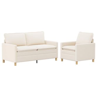 vidaXL Set Di Divani 2 Pz Crema Tessuto Vidaxl