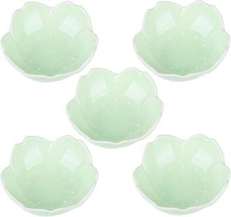 OEM Juego De 5 Platos De Cer&aacute;mica Con Dise&ntilde;o De Flores Navide&ntilde;as Para Salsas: Platos Rosas Para Mojar En Salsas, Ideales Para Sushi Y Aperitivos