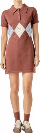 English Factory Argyle Mini Dress In Brown