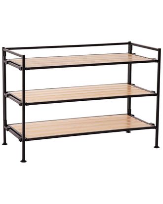 Seville Classics 3-Tier Stackable Metal Slat 12-Pair Shoe Rack For