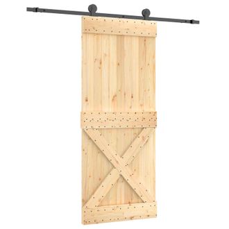vidaXL Puerta Corredera Natural Y Negro 85 X 210 Cm Vidaxl