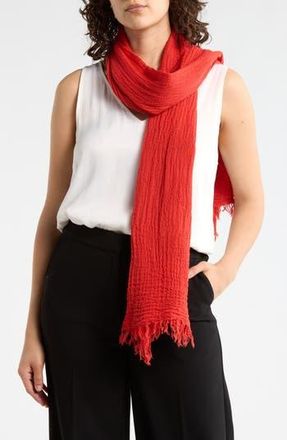 Eileen Fisher Watercolor Organic Cotton Gauze Scarf in Tamarillo at Nordstrom Rack