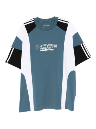 Martine Rose Blue Panelled Stripe T-Shirt