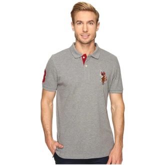 U.S.Polo Association U. S. Polo Assn. Polo Shirt Mens Heather Gray Short Sleeve Pullover MOT1