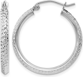 Diamond2Deal 14k Gold Diamond-cut 2.5x25mm Round Hoop Earrings