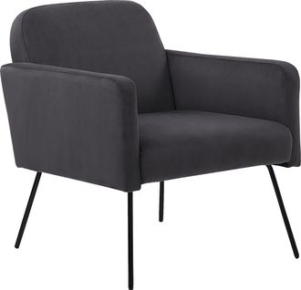 Beliani Sill&oacute;n De Terciopelo Gris Negro Patas Metal Retro Sala De Estar Dormitorio Narken