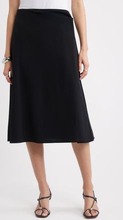 Nordstrom Twist Detail Midi Skirt in Black at Nordstrom, Size Xx-Small