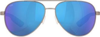 Costa 57mm Peli Polarized Mirrored Pilot Sunglasses in Gunmetal/blue Mirror 580G at Nordstrom