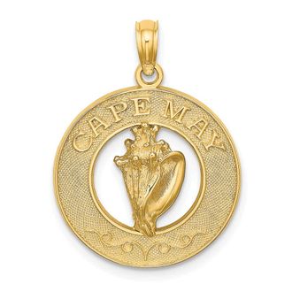 Diamond2Deal 14k Yellow Gold CAPE MAY w/ Conch Shell Charm Pendant