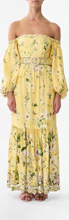 Camilla Puff Sleeve Corset Dress In Daisy Chains