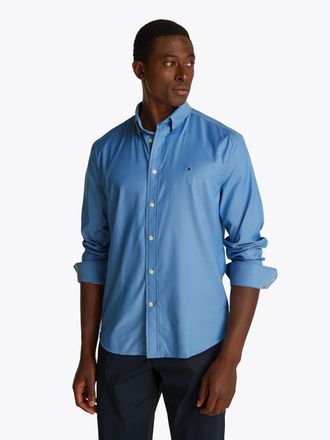 Tommy Hilfiger Langarmhemd TOMMY HILFIGER PERFORMANCE TWILL Regular Fit SHIRT, Herren, Gr. M, N-Gr, blau (shirt blau), Web, Obermaterial: 93% Polyamid, 7% Elasthan, 