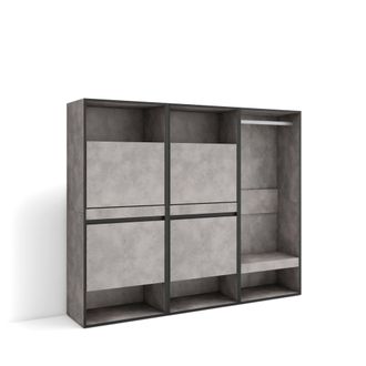 Skraut Home Skraut Home - Zapatero, Armario Zapatos Botas, 180x145x35 Cm, Dormitorio, Habitaci&oacute;n, Vestidor Abierto, Estilo Moderno, Gris Cemento