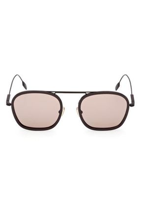 Ermenegildo Zegna 51mm Navigator Sunglasses in Dark Brown /Striped Brown at Nordstrom