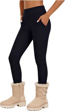 Generic Fleece Lined Leggings for Women UK Tummy Control High Waisted Thermal Bottoms Ladies Thick Leggings Yoga Pants Warm Winter Clothing (UK, Alpha, L, Reg