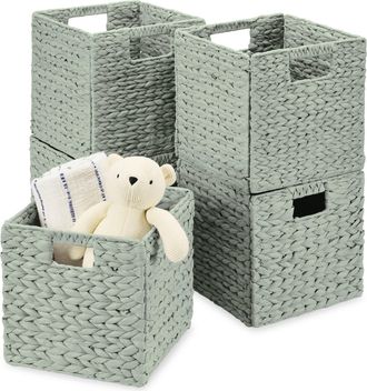 Best Choice Products 10.5x10.5in Hyacinth Storage Baskets, Set of 5 Multipurpose Collapsible Organizers