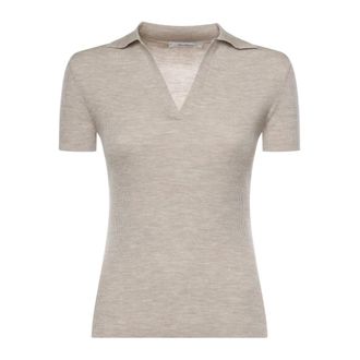 Max Mara Polo Shirts, female, Pink, Size: L Mxmalbero Ribbed Polo Shirt