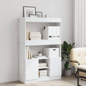 Berkfield Home Highboard&not;White 92x33x140 cm Engineered Wood in White | Size: 92 x 33 x 140 cm