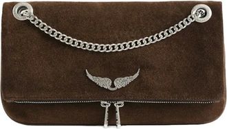 Zadig&Voltaire Tassen, Dames, Bruin, ONE Size, Leer, Rock II Suede Clutch Bag