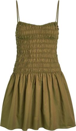 Faithfull The Brand Araceli Shirred Cotton Mini Dress - Green - S (UK8-10 / S)