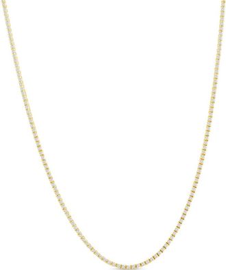 Pompeii3 7 1/2Ct TW Round Diamond Tennis Necklace 14k Yellow Gold 17