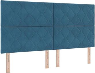 vidaXL Box Spring Bed with Mattress Dark blue 180 x 200 cm Velvet vidaXL