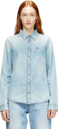 Diesel Denim shirt with embroidered logo - Denim Shirts - Woman - Blue