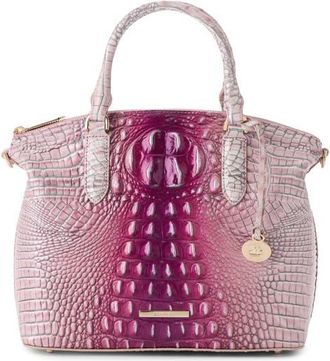 Brahmin Large Duxbury Croc Embossed Leather Satchel in Island Petal at Nordstrom