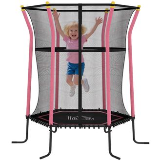 OEM Cama El&aacute;stica Infantil Trampol&iacute;n Para Ni&ntilde;os +3 A&ntilde;os Con Red De Seguridad &Oslash;163,5x190 Cm Rosa