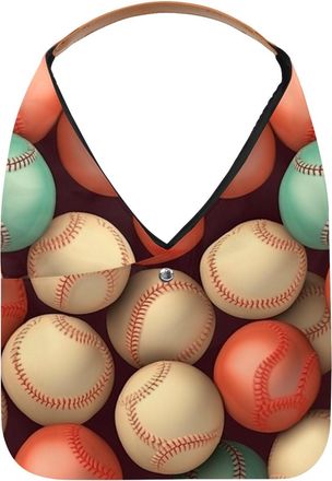 Generic Baseball Ball Background Reusable Lightweight Grocery Bags - Foldable Into Compact Pouch, Washable & Sturdy, Multipurpose for Shopping and Travel