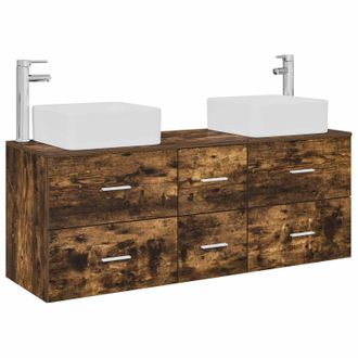 vidaXL Juego De Muebles De Ba&ntilde;o 3 Uds. Roble Ahumado 49,5 X 41 X 63 Cm Vidaxl