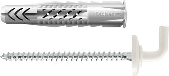 Fischer 25x Taco Universal Ux 8x50 Wh N Con Borde Y Gancho Angular Recubierto De Nylon - 94413