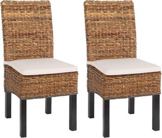 Hhg Hhg - Nunca Usado] Lote De 2 Sillas De Comedor Silla De Mimbre M69 Silla Bali Mimbre Banana, Oscuro, Con Coj&iacute;n