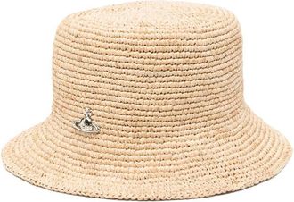 Vivienne Westwood Orb Raffia Bucket Hat - Dames - Hoeden - Beige - S - Accessoires