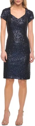 La Femme Sequin Sheath Dress in Navy at Nordstrom, Size 14