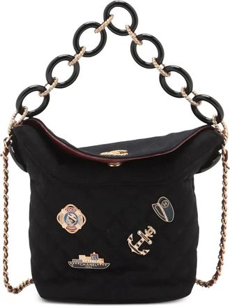 Chanel Borsa a secchiello Paris Hamburg Coco Sailor in lana trapuntata con ciondoli 2018 - Nero