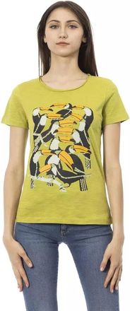 Trussardi Action Groene Katoenen T-shirt met Korte Mouwen - Dames - T-shirts - Groen - XS - Katoen - Tops