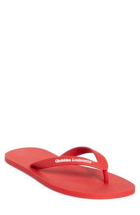 Christian Louboutin Logo Embossed Rubber Flip Flop in R251-Loubi at Nordstrom, Size 11Us