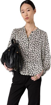 Gerard Darel C&eacute;onie Floral Print Shirt in Black at Nordstrom, Size 10