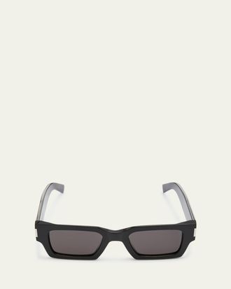 Saint Laurent Logo Acetate Rectangle Sunglasses